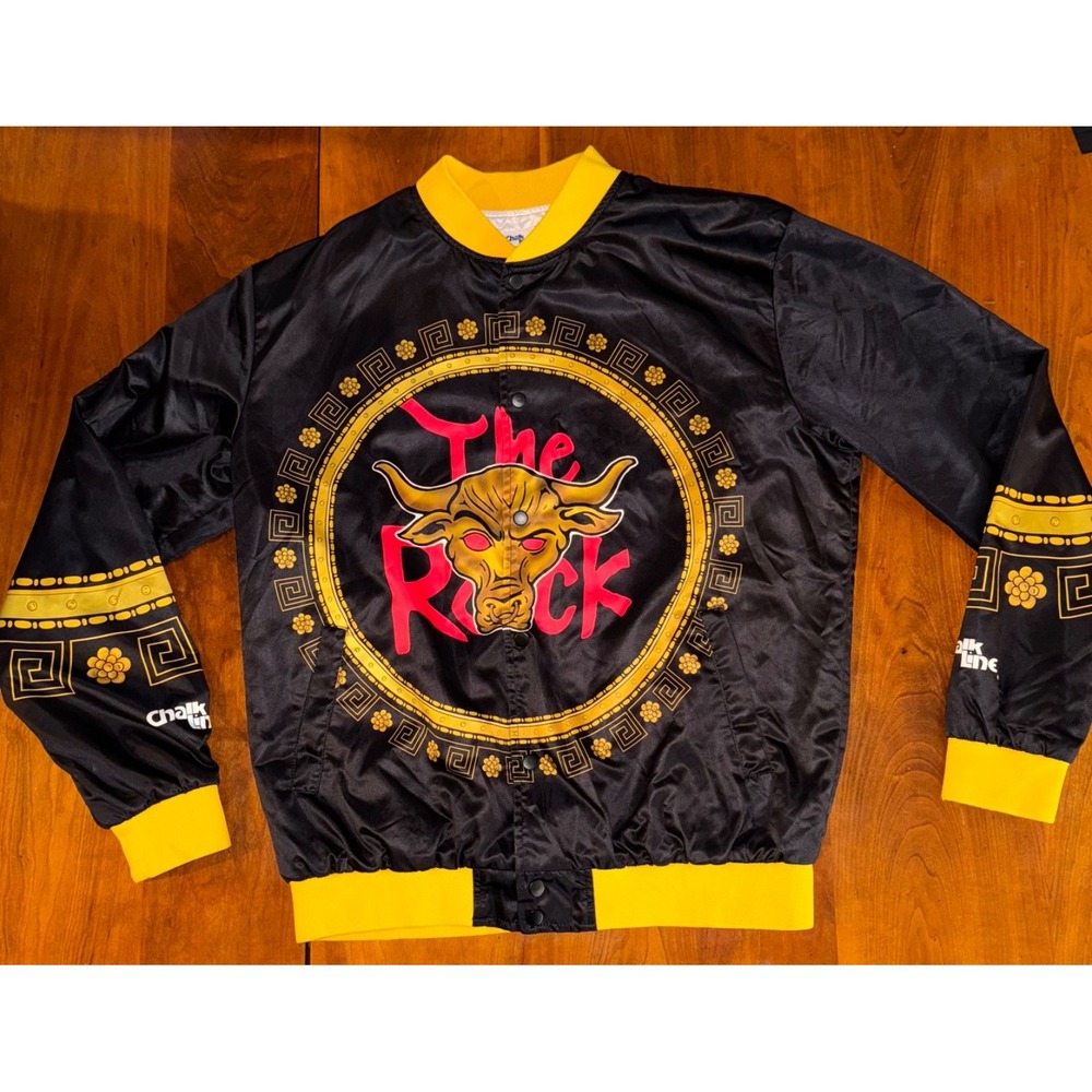 WWE The Rock Retro Fanimation Chalk Line Snap Jacket Sz XL - Picture 10 of 13